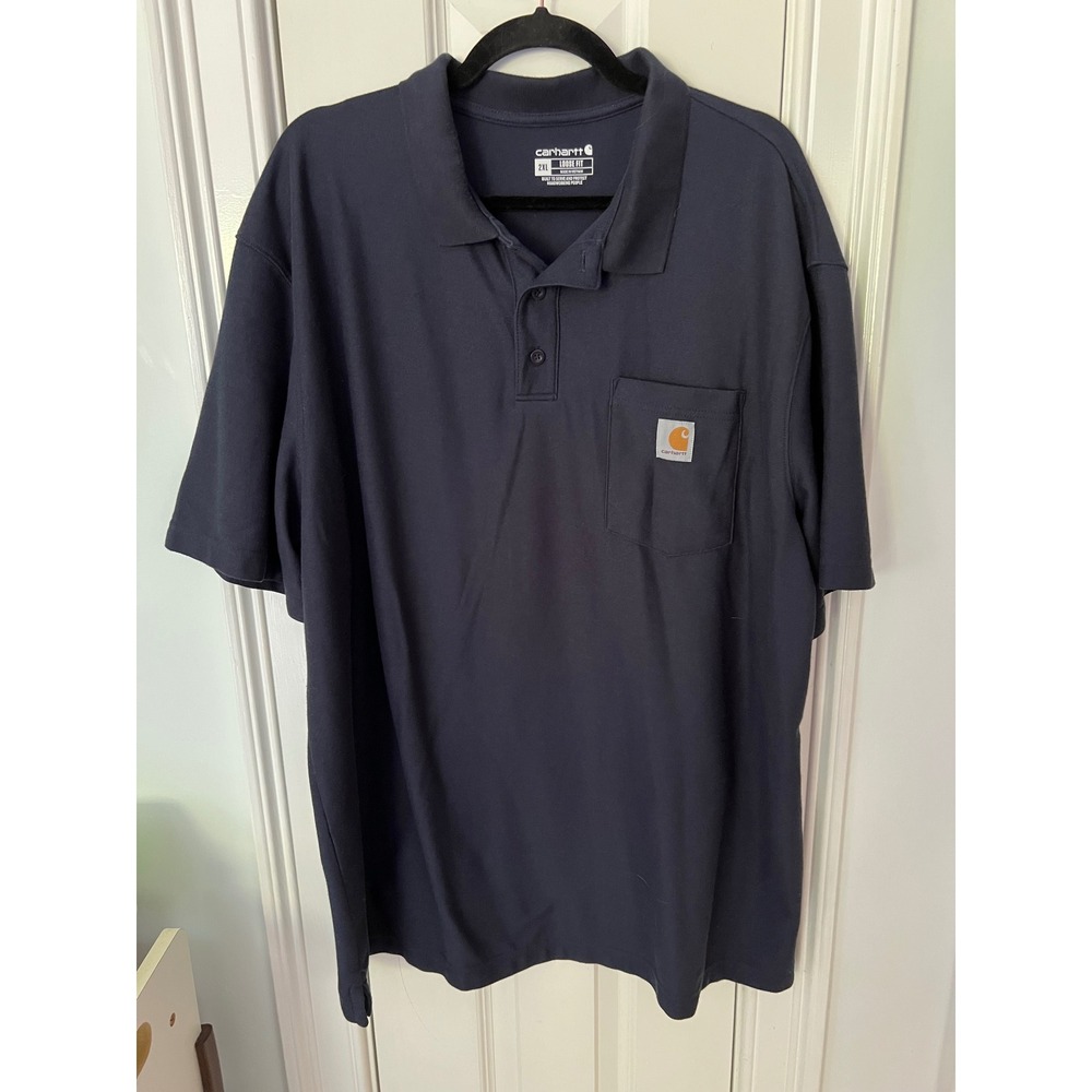 Carhartt Mens Loose Fit Pocket Polo Shirt Navy Blue K570 NVY Short Sleeve 2XL